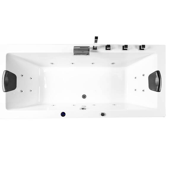 Basera® BASIC Indoor Whirlpool Badewanne Naxos mit 16 Massagedüsen, Wasserfall, LED-Ambiente