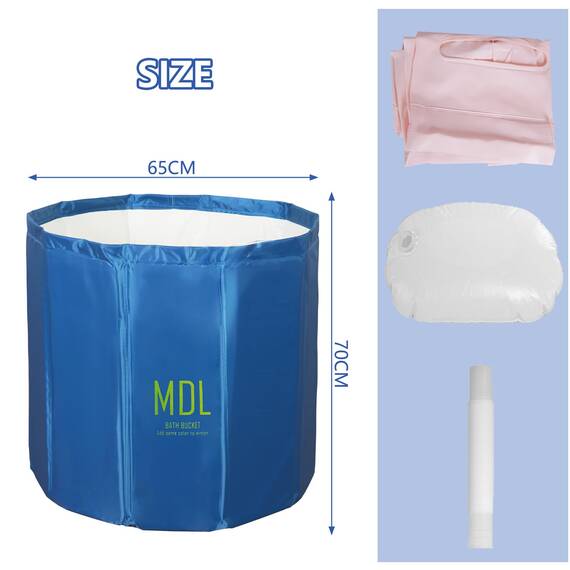 Sinbide Badewanne Tragbare faltbare Kinderbadewanne Wanne für Erwachsene und Kinder Geeignet für Saunaduschen und Eisbäder Freistehende Badewanne Installationsfrei 65x65x70 cm（LxBxH) (Marineblau)