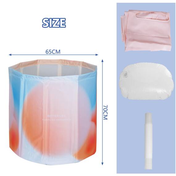 Sinbide Badewanne Faltbare und Tragbare Badewanne für Erwachsene und Kinder Geeignet für Saunaduschen und Eisbäder Freistehend Installationsfrei 65x65x70 cm（LxBxH) (Aurora)