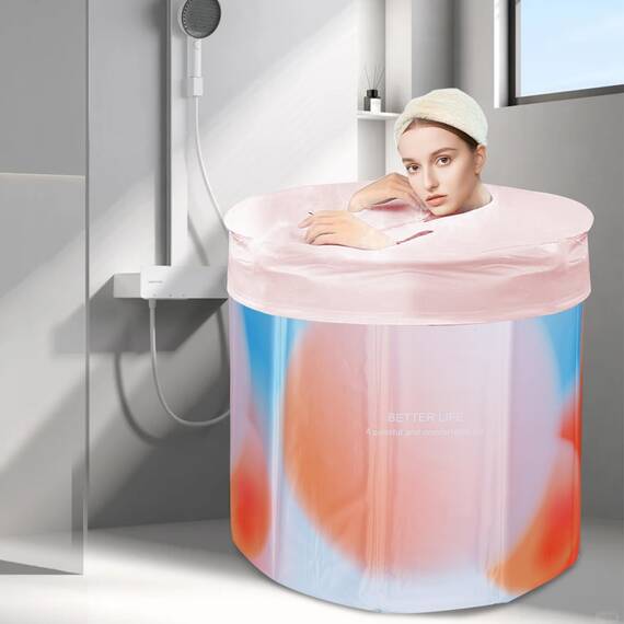 Sinbide Badewanne Faltbare und Tragbare Badewanne für Erwachsene und Kinder Geeignet für Saunaduschen und Eisbäder Freistehend Installationsfrei 65x65x70 cm（LxBxH) (Aurora)