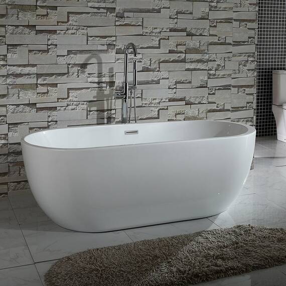Home Deluxe - freistehende Badewanne - CODO, Weiß - Maße: ca. 170 x 80 x 58 cm - Füllmenge: 204 Liter, inkl. Überlaufschutz, Siphon und Verschluss I Spa, für 2 Personen