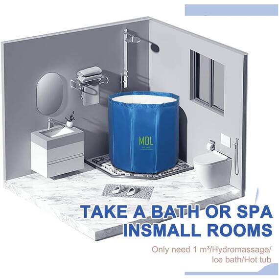 Sinbide Badewanne Tragbare faltbare Kinderbadewanne Wanne für Erwachsene und Kinder Geeignet für Saunaduschen und Eisbäder Freistehende Badewanne Installationsfrei 65x65x70 cm（LxBxH) (Marineblau)