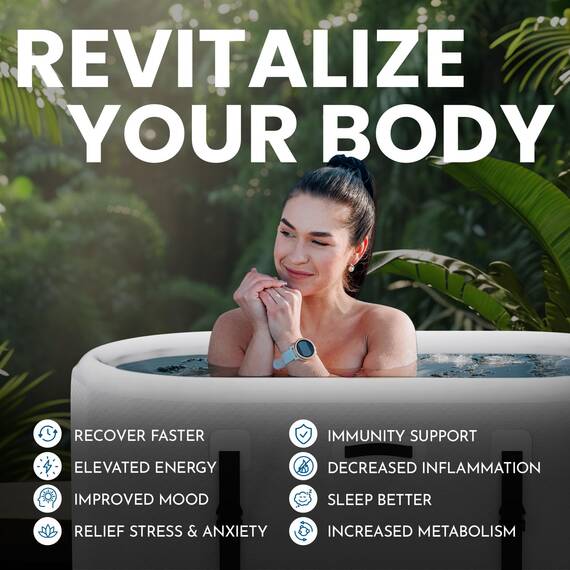 Cold Plunge Tub with Water Chiller Port - XL 149.9 cm Portable Ice Bath Tub for Athletes - Inflatable Ice Plunge Tub for Cold Therapy - Ice Plunge Tub Chiller for Ice Baths at Home Ice Pod