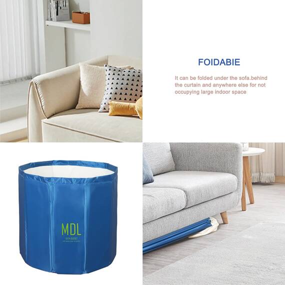 Sinbide Badewanne Tragbare faltbare Kinderbadewanne Wanne für Erwachsene und Kinder Geeignet für Saunaduschen und Eisbäder Freistehende Badewanne Installationsfrei 65x65x70 cm（LxBxH) (Marineblau)