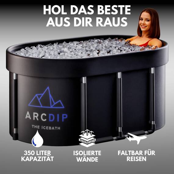poolomio® Eisbad Oval Premium Set 120 x 60 x 60 cm | XXL Eisfass 340L für Zuhause & Outdoor | Eistonne mit Aluminiumrahmen, Isolierdeckel & Zubehör | Eiswanne für Kältetherapie & Regeneration