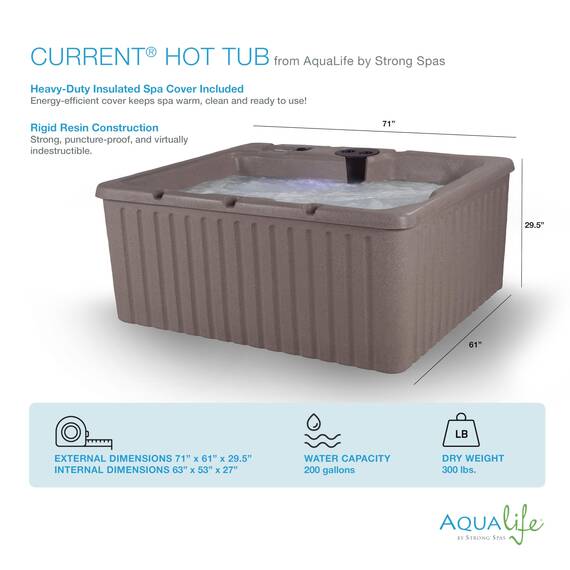 Aqualife by Strong Spas Spa für 3 bis 4 Personen mit Edelstahlheizung und Düsen