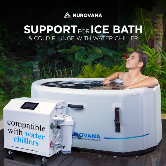 Cold Plunge Tub with Water Chiller Port - XL 149.9 cm Portable Ice Bath Tub for Athletes - Inflatable Ice Plunge Tub for Cold Therapy - Ice Plunge Tub Chiller for Ice Baths at Home Ice Pod