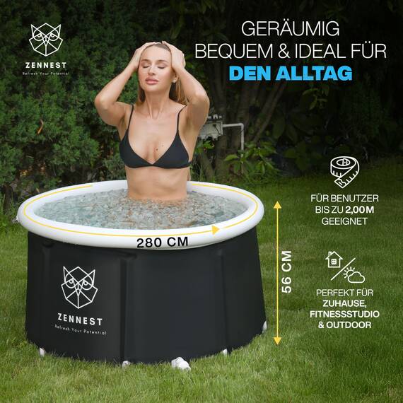 Zennest Eistonne Für Zuhause 75cm – Deutsche Ingenieurskunst, Cold Plunge Eisbaden Tonne Outdoor Mit 6-schicht-isolierung, Aufblasbare Eiswanne & Tragbare Badewanne Für Erwachsene - Ebook