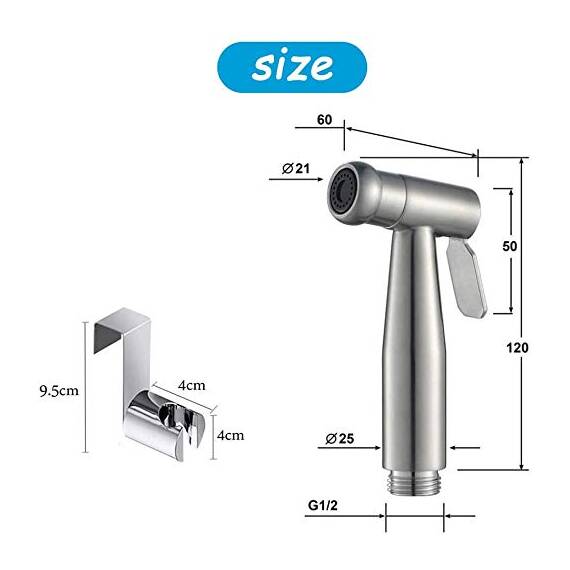 Bidet Handbrause，Sprühgerät Toilettensprühgerät/handgehaltenes Edelstahlsprühgerät mit Haken, für persönliche Hygiene und Bettpfannen-WC-Sprühgerät