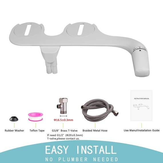 WITHLENT Bidet Aufsatz - Ultra-Slim linkes Hand Bidet Nicht Elektrisch Einsatz Für Toilette mit,Doppel Düsen Bidet Toilettenaufsatz,Front- und Heckreinigung,WC-Aufsatz,Po-Dusche, Taharet,Weiß