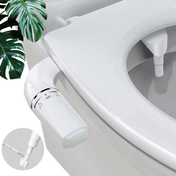 PENDEJATO Ultradünnes Bidet Aufsatz Für Toilette, Nichtelektrisch Schlankes Bidet, Einziehbare Verstopfungsschutz Selbstreinigende Düsen Und Einstellbarer Wasserdruck, Po-Dusche, Weiß (Einzelne Düsen)