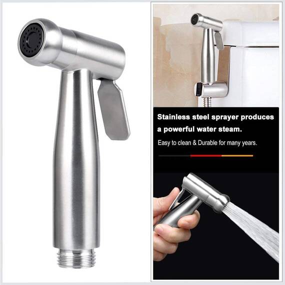 Bidet Handbrause，Sprühgerät Toilettensprühgerät/handgehaltenes Edelstahlsprühgerät mit Haken, für persönliche Hygiene und Bettpfannen-WC-Sprühgerät