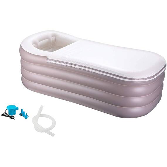 ThermaeStudio® Mobile Badewanne, aufblasbare Badewanne für Erwachsene, tragbar, freistehende aufblasbare Badewanne für Damen und Herren, faltbares Design mit elektrischer Luftpumpe