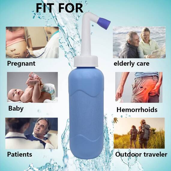Tragbarer Bidet-Sprayer, Reise-Bidet-Flasche für persönliche Hygiene, Handgerät, Bidet-Spray ohne Druckluft, Flasche mit Wischer, 500 ml