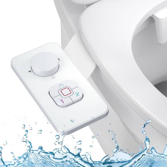 PENDEJATO WC-Bidet-Aufsatz – Kaltwasser-Bidet mit selbstreinigender Doppeldüse (vorne und hinten) – Ultradünner Bidet-WC-Sitzaufsatz mit Wasserdruckeinstellung (Weiß 1)