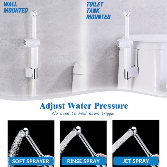 Bidet Handbrause mit Schlauch, SonTiy 7.9" Messing WC handbrause bidet mit Einstellbarem Druck G1/2" & G3/8" Umschaltventil für WC Dusche, Persönliche Hygiene Windel Dusche Tierbad, Weiß