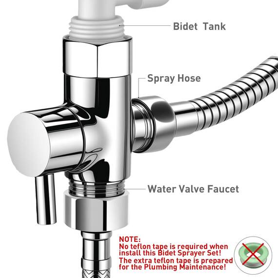 WEIDMAX Bidet-Handbrause, Hand Gehalten Bidet Sprayer Edelstahl Sprayer mit 49-Zoll-Schlauch und Halterung Halter, Includes T-adapter (G1/2''-3/8'')