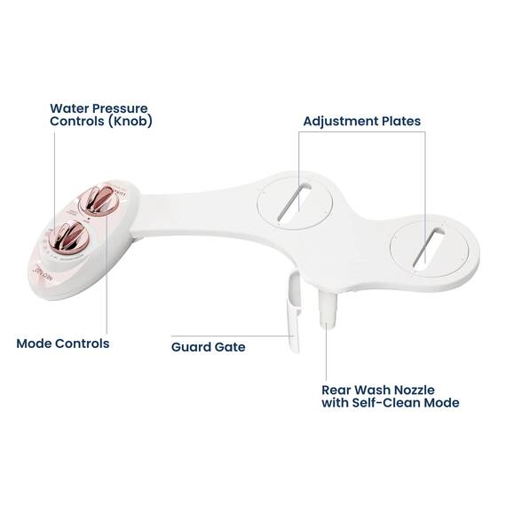 LUXE Bidet NEO 120 - Selbstreinigende Düse, Süßwasser Nicht Elektrischer Bidet Aufsatz für Toilettensitz, Einstellbarer Wasserdruck, Heckwäsche (Roségold)