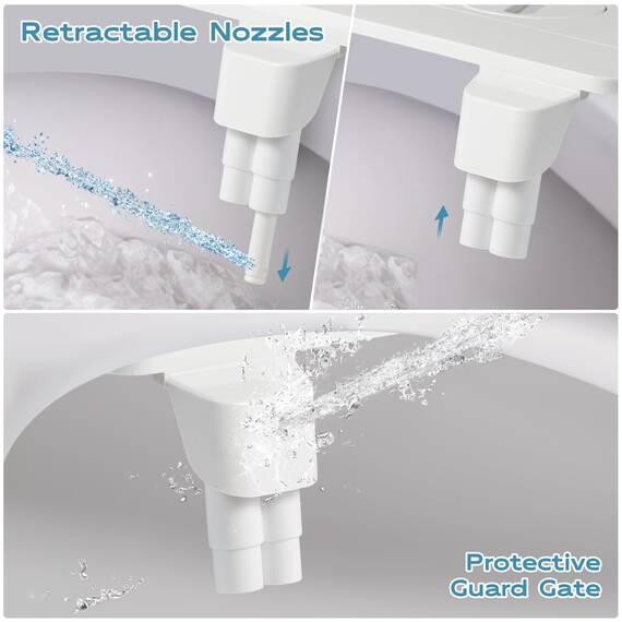 Shineforu Ultraflacher Bidet-Aufsatz für Toiletten mit zwei Betriebsmodi, Bidet-Toilettenaufsatz mit Druckregler (für Damen/Hintern), einfach zu installieren, nicht elektrisch