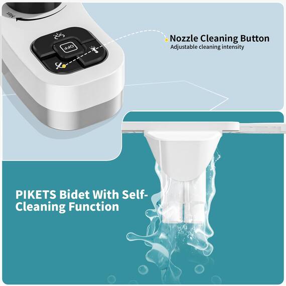 PIKETS Bidet-Aufsatz für Toilette, Doppeldüse (Front- und Heckwäsche) Nicht-elektrischer Frischwasser-Bidet-Toilettensitzaufsatz mit Düse Selbstreinigend, Einstellbarer Wasserdruck (Schwarz)