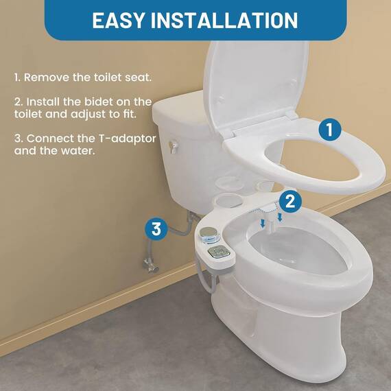 PENDEJATO Bidet Aufsatz Für Toilette, Nichtelektrisch Schlankes Druckknopf Bidet WC,Einziehbare Selbstreinigende Doppeldüsen（Verstopfungsschutz）Und Drehknopf Zur Einstellung Des Wasserdrucks,Verchromt