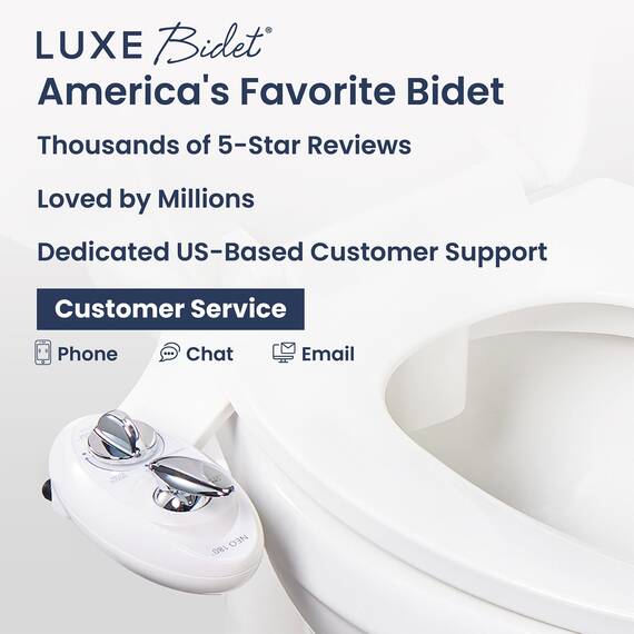 LUXE Bidet NEO 180: Selbstreinigende, Doppeldüse, nicht elektrischer Bidet-Aufsatz für Toilettensitz, einstellbarer Wasserdruck, Heck- und Damenwäsche, Hebelsteuerung (Weiß)