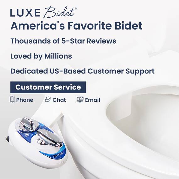 Luxe Bidet Neo 180 – Selbstreinigende Dual Düse – Frische, Wasser ohne Elektrik Mechanische Bidet WC-Aufsatz (blau und weiß)