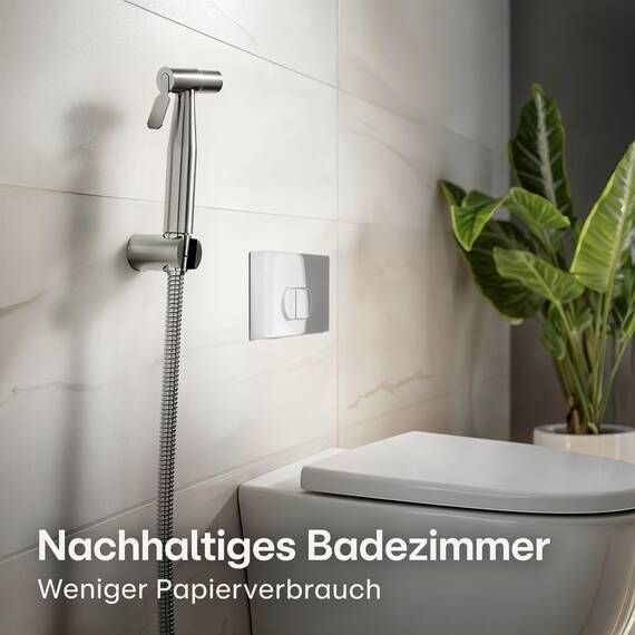 Praknu Bidet Set mit Handbrause, Schlauch & Halter Edelstahl Rostfrei - Inkl. 2 Dichtungen - ???????????????????????????????? ???????????????????????????? - WC Handbrause - Bidet Dusche für Standard G1/2 Anschluss