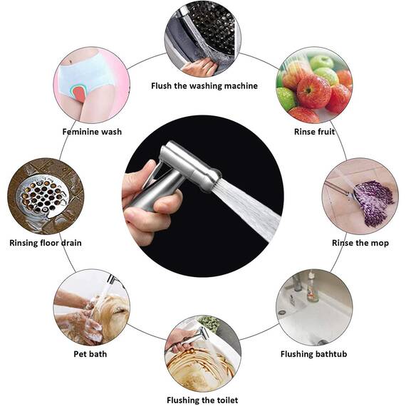 Bidet Handbrause，Sprühgerät Toilettensprühgerät/handgehaltenes Edelstahlsprühgerät mit Haken, für persönliche Hygiene und Bettpfannen-WC-Sprühgerät