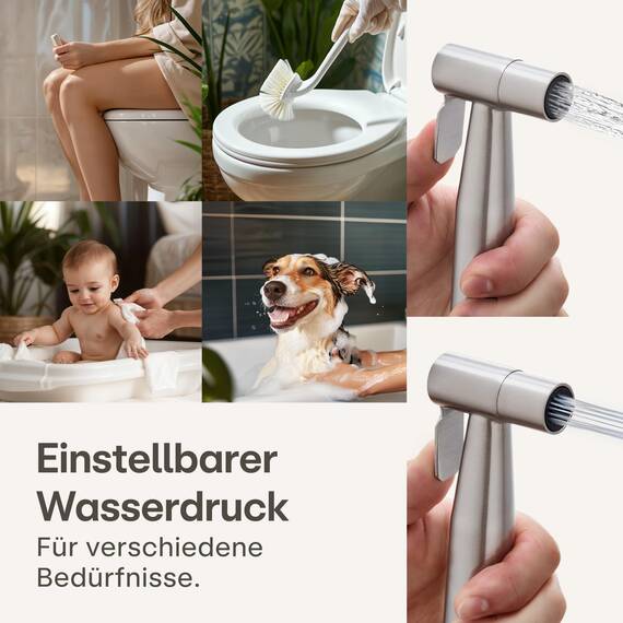 Praknu Bidet Set mit Handbrause, Schlauch & Halter Edelstahl Rostfrei - Inkl. 2 Dichtungen - ???????????????????????????????? ???????????????????????????? - WC Handbrause - Bidet Dusche für Standard G1/2 Anschluss