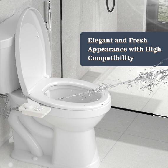 PENDEJATO WC-Bidet-Aufsatz – Kaltwasser-Bidet mit selbstreinigender Doppeldüse (vorne und hinten) – Ultradünner Bidet-WC-Sitzaufsatz mit Wasserdruckeinstellung (Weiß 1)