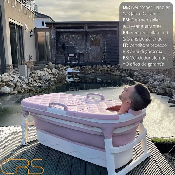 CRS faltbare Badewanne Erwachsene Größe L 138x62x52cm | Klappbare mobile Badewanne ideal für kleine Badezimmer | foldable bathtub | tragbare Klappbadewanne zum Aufstellen (Braunrot)
