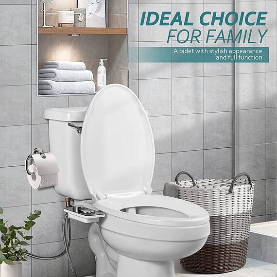 Bidet Aufsatz - SAMODRA Nicht Elektrisch Bidet Toilettenaufsatz mit Einziehbare selbstreinigende Doppeldüsen,Front- und Heckreinigung,Einstellbarer Druckschalter für Kaltes Wasser