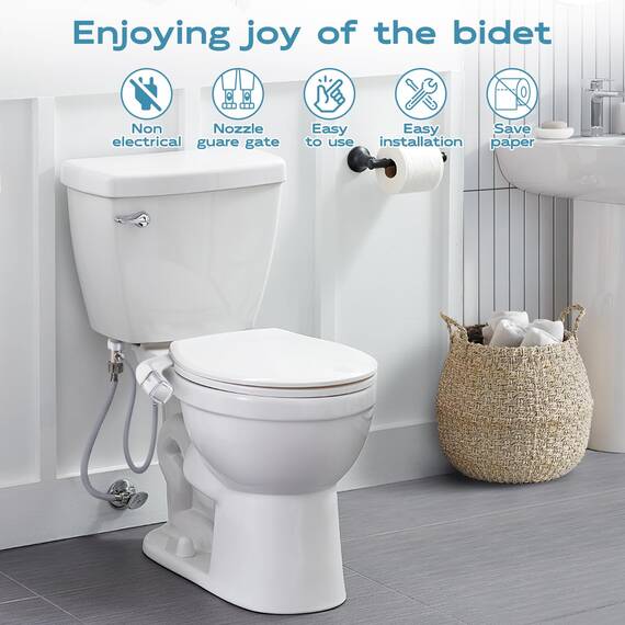Shineforu Ultraflacher Bidet-Aufsatz für Toiletten mit zwei Betriebsmodi, Bidet-Toilettenaufsatz mit Druckregler (für Damen/Hintern), einfach zu installieren, nicht elektrisch