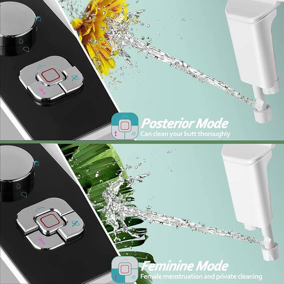 Bidet Aufsatz - SAMODRA Nicht Elektrisch Bidet Toilettenaufsatz mit Einziehbare selbstreinigende Doppeldüsen,Front- und Heckreinigung,Einstellbarer Druckschalter für Kaltes Wasser