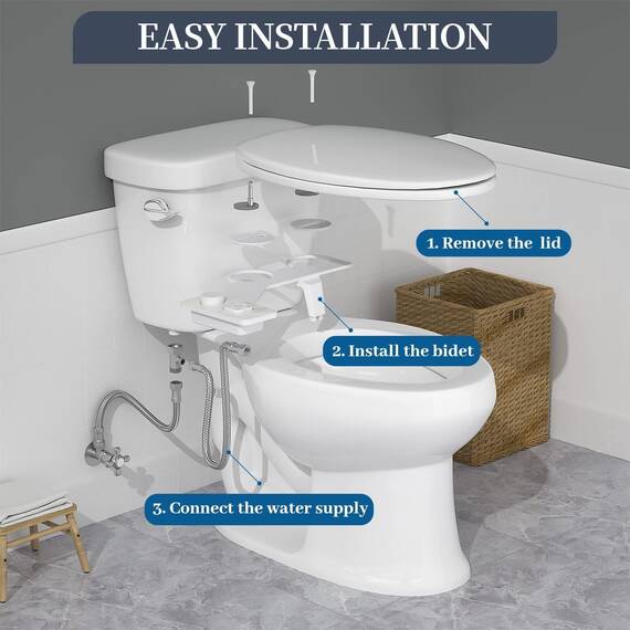 PENDEJATO WC-Bidet-Aufsatz – Kaltwasser-Bidet mit selbstreinigender Doppeldüse (vorne und hinten) – Ultradünner Bidet-WC-Sitzaufsatz mit Wasserdruckeinstellung (Weiß 1)