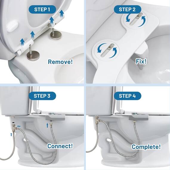 PENDEJATO Bidet Aufsatz Für Toilette, Nichtelektrisch Schlankes Druckknopf Bidet WC,Einziehbare Selbstreinigende Doppeldüsen（Verstopfungsschutz）Und Drehknopf Zur Einstellung Des Wasserdrucks,Verchromt