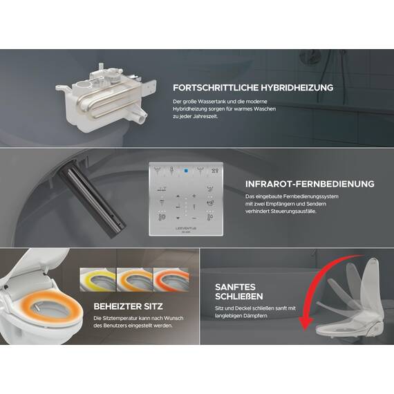 LEEVENTUS - J430R - Lange Version - ! Neues Modell ! - Sonderangebot - Mit Fernbedienung - bidet hochwertiger dusch WC Aufsatz Made in Korea Intimpflege electric bidet dusch wc japan toilette bidet