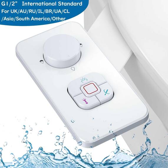 PENDEJATO WC-Bidet-Aufsatz – Kaltwasser-Bidet mit selbstreinigender Doppeldüse (vorne und hinten) – Ultradünner Bidet-WC-Sitzaufsatz mit Wasserdruckeinstellung (Weiß 1)