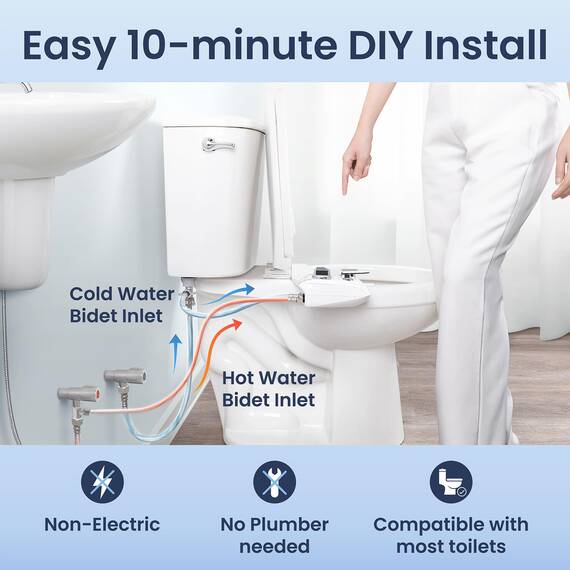 LUXE Bidet NEO 320 Plus, Patentierter Bidet-Aufsatz für Toilettensitz, Innovative Scharniere, leichte Montage, Fortschrittliche 360° Selbstreinigung, Doppelte Düsen, Feminine- Hinterwaschung, Roségold