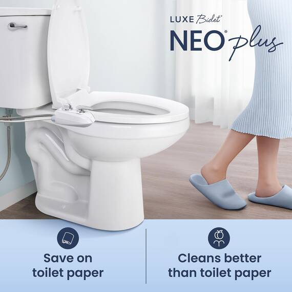 LUXE Bidet NEO 320 Plus, Patentierter Bidet-Aufsatz für Toilettensitz, Innovative Scharniere, Einfache Montage, Fortschrittliche 360° Selbstreinigung, Doppelte Düsen, Feminine- & Hinterwaschung, Gold