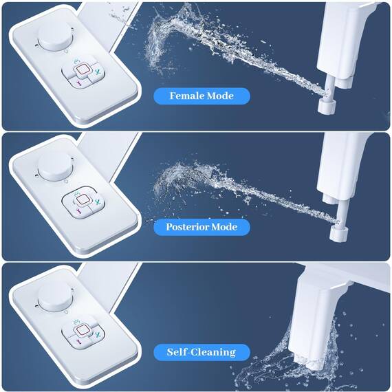 PENDEJATO WC-Bidet-Aufsatz – Kaltwasser-Bidet mit selbstreinigender Doppeldüse (vorne und hinten) – Ultradünner Bidet-WC-Sitzaufsatz mit Wasserdruckeinstellung (Weiß 1)