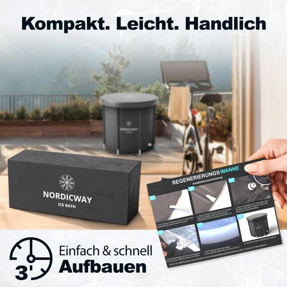 Eisbadewanne - Eisbadewanne für Sportler - Einfach zu bedienende tragbare Badewanne - Langlebig & auslaufsicher Kaltwasserwanne - Kaltwasserwanne Outdoor - Ergonomisches Design - 80 x 75 cm - 350 L