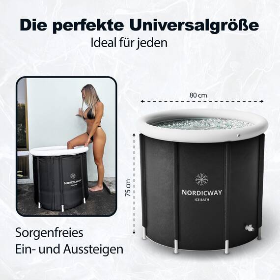 Eisbadewanne - Eisbadewanne für Sportler - Einfach zu bedienende tragbare Badewanne - Langlebig & auslaufsicher Kaltwasserwanne - Kaltwasserwanne Outdoor - Ergonomisches Design - 80 x 75 cm - 350 L