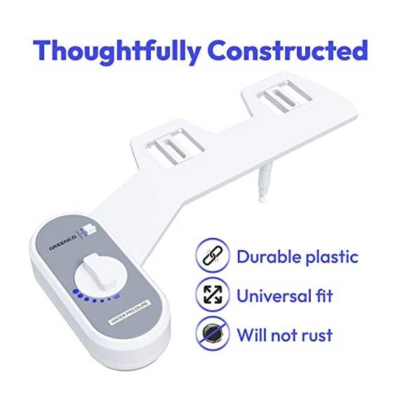 Greenco GRC2189 Bidet-Aufsatz für WC-Wassersprüher für WC-Sitz, elektrisches Bidet mit verstellbarem Frischwasserstrahlstrahl, weiß, 1 Stück