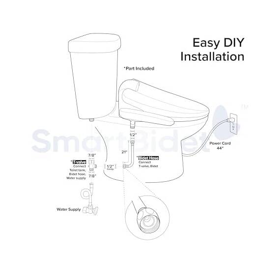 SmartBidet SB-2000WE Elektrischer Bidetsitz, weiß, länglich