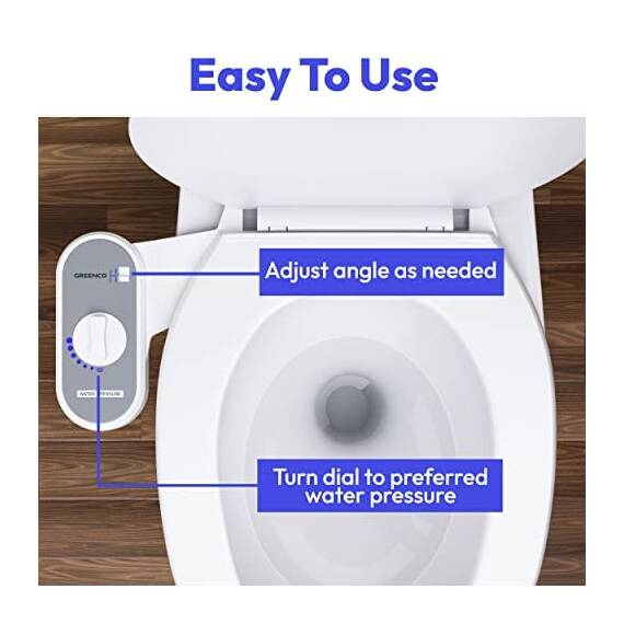 Greenco GRC2189 Bidet-Aufsatz für WC-Wassersprüher für WC-Sitz, elektrisches Bidet mit verstellbarem Frischwasserstrahlstrahl, weiß, 1 Stück