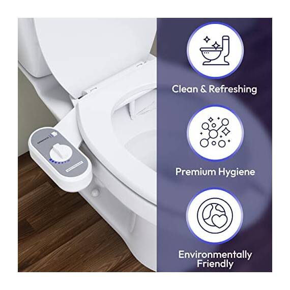 Greenco GRC2189 Bidet-Aufsatz für WC-Wassersprüher für WC-Sitz, elektrisches Bidet mit verstellbarem Frischwasserstrahlstrahl, weiß, 1 Stück