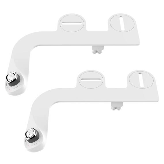 Bio Bidet SlimEdge Bidet-Aufsatz für Toilette, nicht elektrisch, selbstreinigende Doppeldüsen für vorne und hinten, Kaltwasserwäsche, einstellbarer Wasserdruck, ultradünnes Design, Weiß, 2 Stück