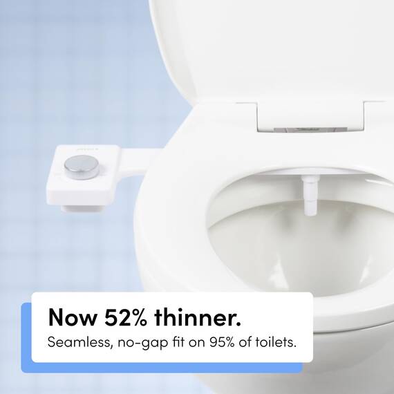 TUSHY Fresh Cool Water Bidet: Ultra Slim WC-Sitz-Aufsatz (nicht elektrisch, selbstreinigend, hygienische Düse), einfache DIY-Installation < 10 min (einstellbare Wasserdruckkontrolle), mattes